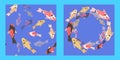 Two koi carps templates